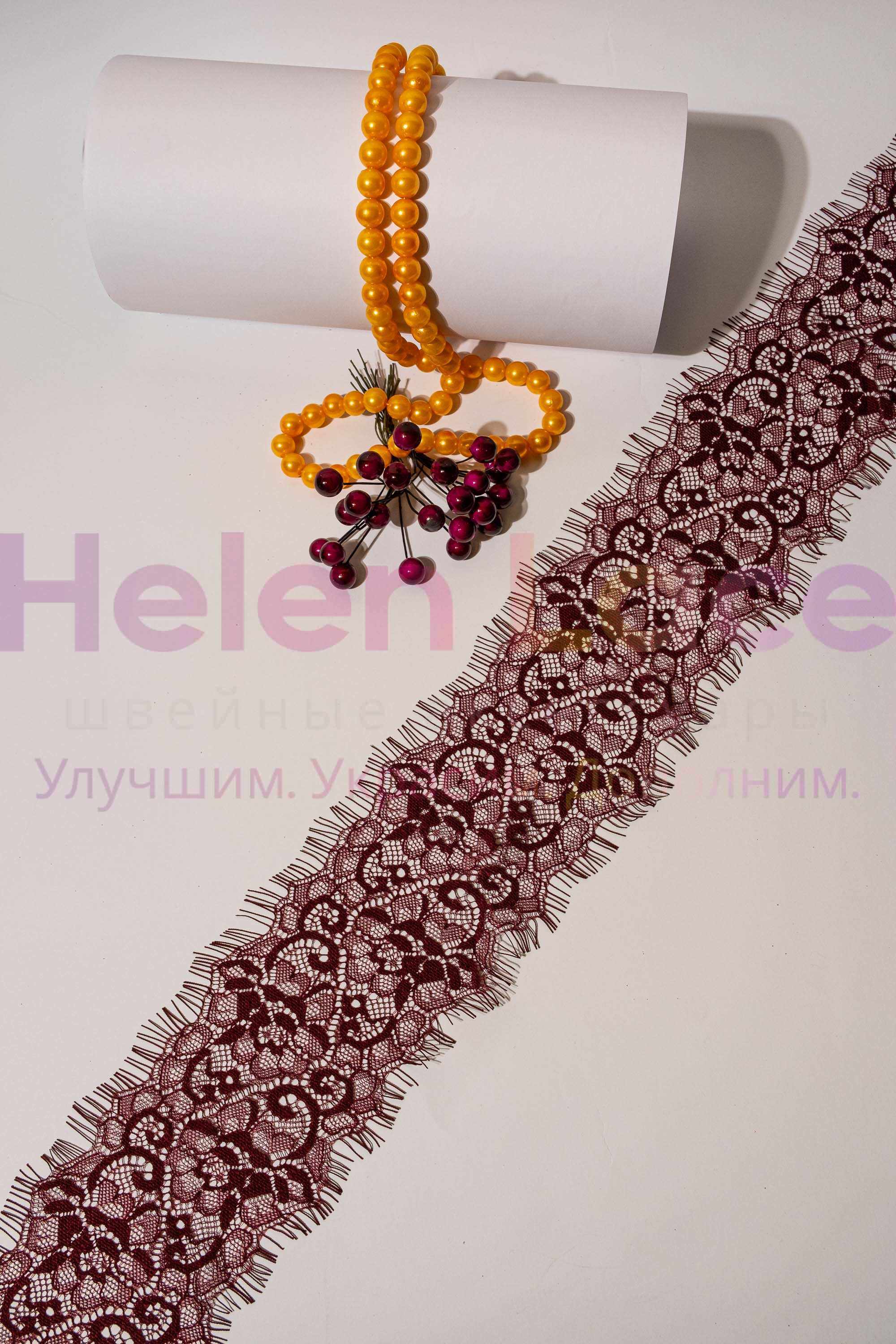 Кружево шантильи FRL1709, ширина 6см , длина 3м ,цвет бордо фото
