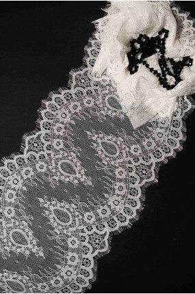 Кружево шантильи FRL1025, ширина 26см , длина 3м ,цвет молочный (айвори)