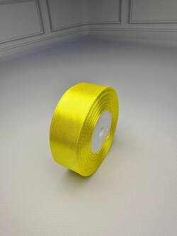 Лента атласная, цвет желтый 25МН8011, ширина 2,5 см (25мм), моток 23 м