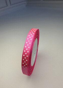 Лента атласная с принтом (горох), цвет насыщенно-розовый, ширина 1 см (10мм), бобина 23 м фото Лента атласная с принтом (горох), цвет насыщенно-розовый, ширина 1 см (10мм), бобина 23 м
