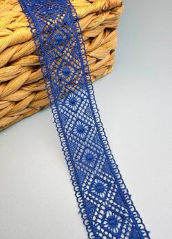 Кружево макромэ GPL7703, ширина 4см , длина 9м , цвет электрик фото Кружево макромэ GPL7703, ширина 4см , длина 9м , цвет электрик