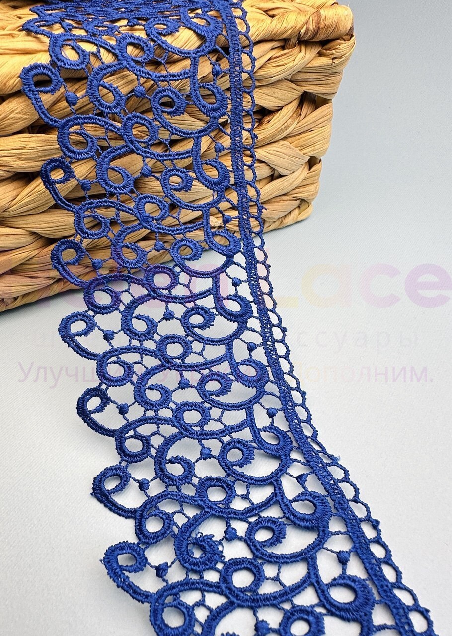 Кружево макраме GPL33061, ширина 7см , длина 9м , цвет электрик фото