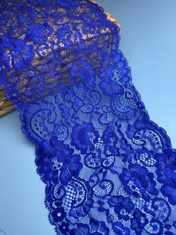 Кружево стрейч широкое, цвет электрик, ширина 18 см, KZY46