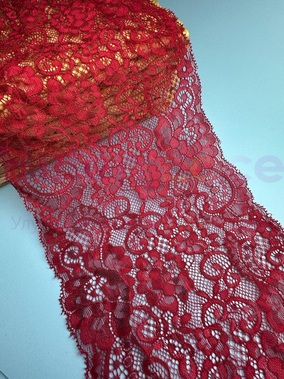 Кружево стрейч широкое, цвет спелая малина, ширина 18 см, KZY47 фото
