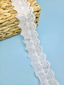 Кружево прошва, цвет белый, ширина 5 см, длина 9м, PR10