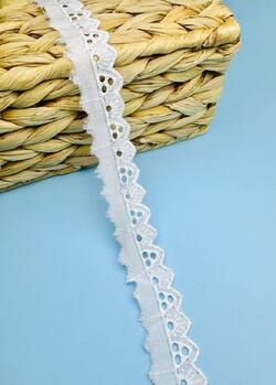 Кружево прошва, цвет белый, ширина 2.5 см, длина 9м, PR14