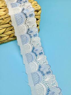 	Кружево прошва с розовой вышивкой, ширина 6 см, длина 9м,PRZ36