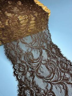 Кружево стрейч широкое, цвет шоколадный, ширина 18 см, KZY412 фото