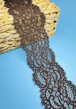 Кружево стрейч узкое, цвет шоколадный, ширина 9 см, KZY201 фото