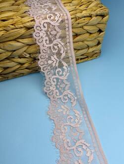 Кружево стрейч узкое, цвет пудра, ширина 6 см, KZY1512 фото