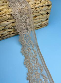 Кружево стрейч узкое, цвет бежевый, ширина 6 см, KZY1513 фото