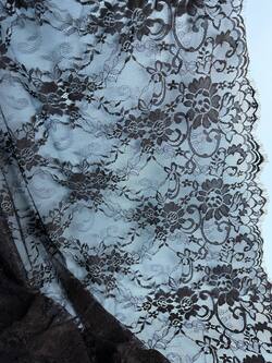 Кружево шантильи,цвет черный, ширина 150 см, длина 3м фото