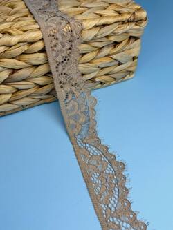 Кружево стрейч узкое, цвет бежевый, ширина 4 см, KZY011 фото