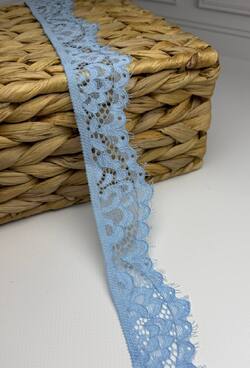 Кружево стрейч узкое, цвет голубой, ширина 4 см, KZY017 фото