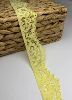 Кружево стрейч узкое, цвет желтый, ширина 4 см, KZY018 фото