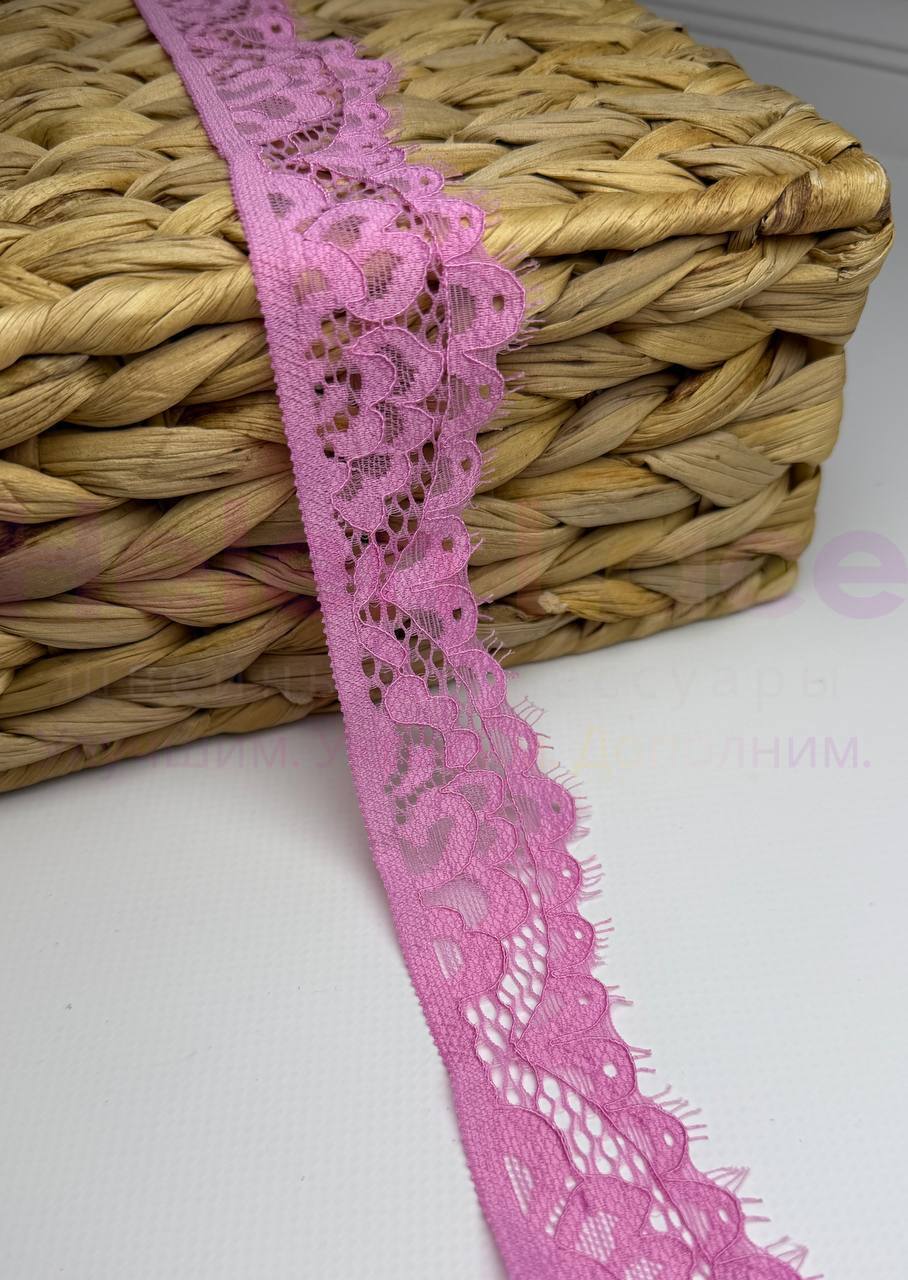 Кружево стрейч узкое, цвет розовый, ширина 4 см, KZY019 фото