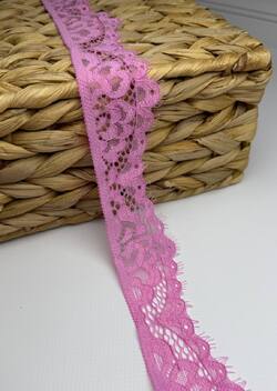 Кружево стрейч узкое, цвет розовый, ширина 4 см, KZY019 фото